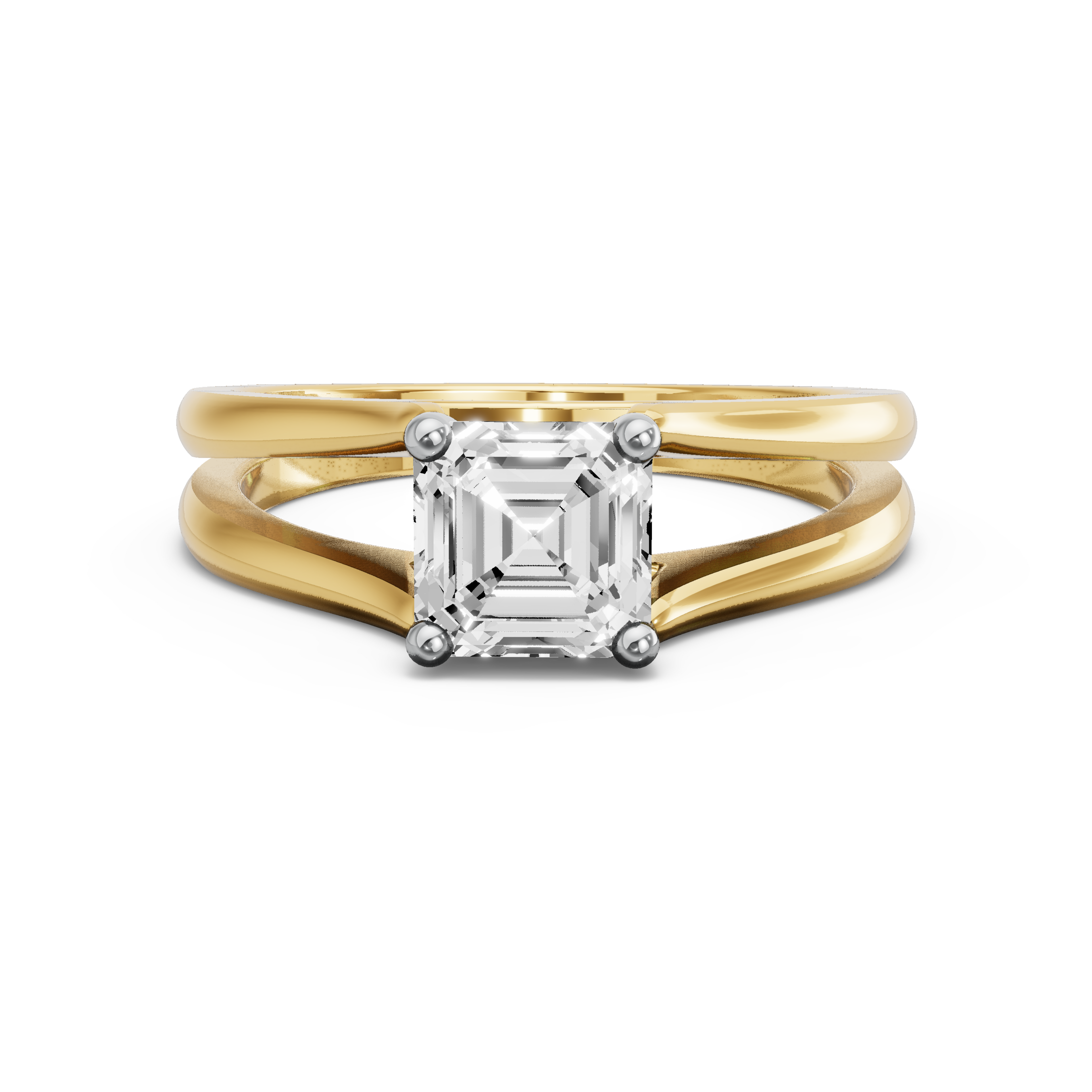 Image for Asscher Surprise diamond Ring with Split Ring Solitaire band in 14K Rose Gold