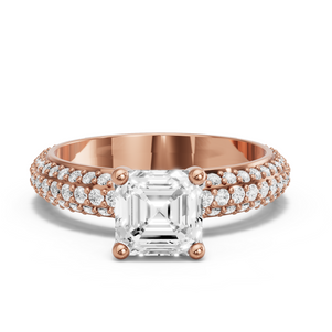 Image for Asscher Surprise diamond Ring with Triple Row Pave band