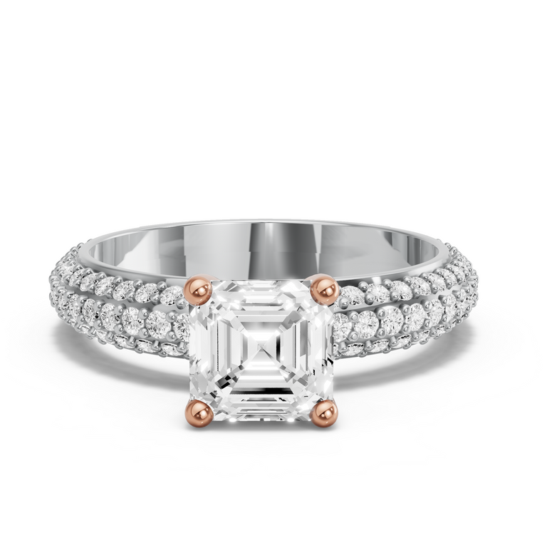Image for Asscher Surprise diamond Ring with Triple Row Pave band