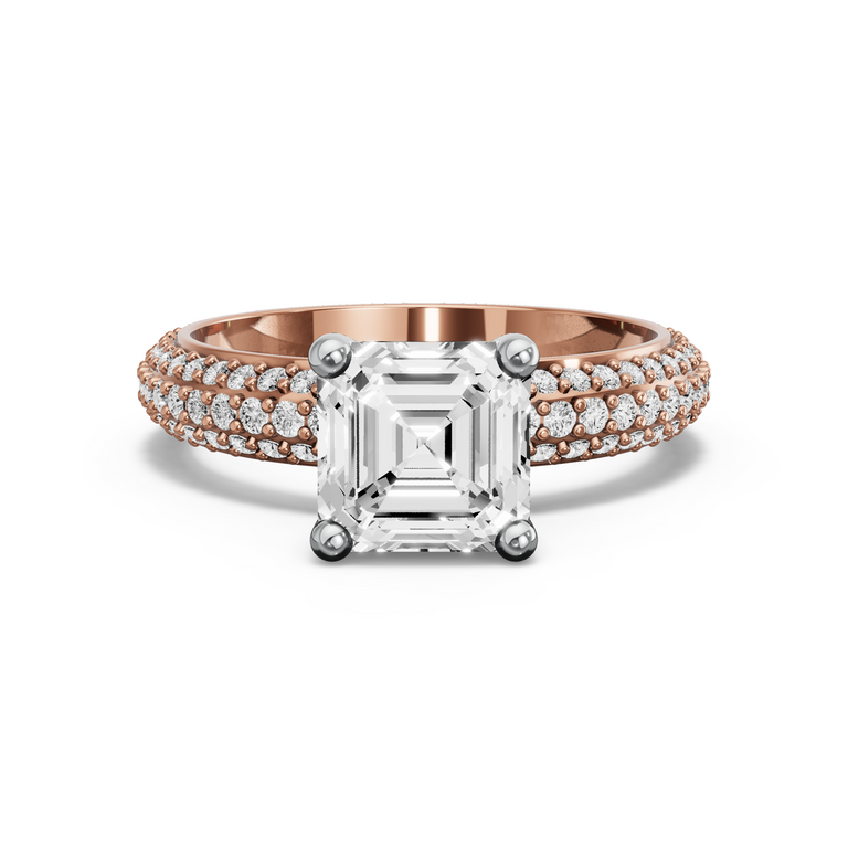 Image for Asscher Surprise diamond Ring with Triple Row Pave band