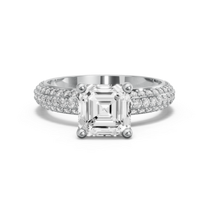 Image for Asscher Surprise diamond Ring with Split Ring Solitaire band in 950 Platinum