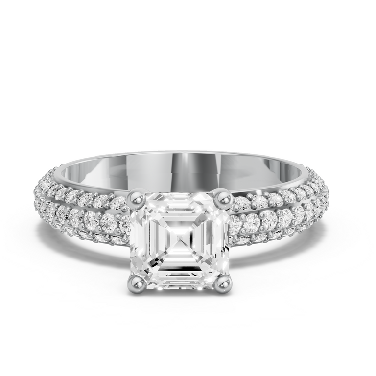 Image for Asscher Surprise diamond Ring with Triple Row Pave band