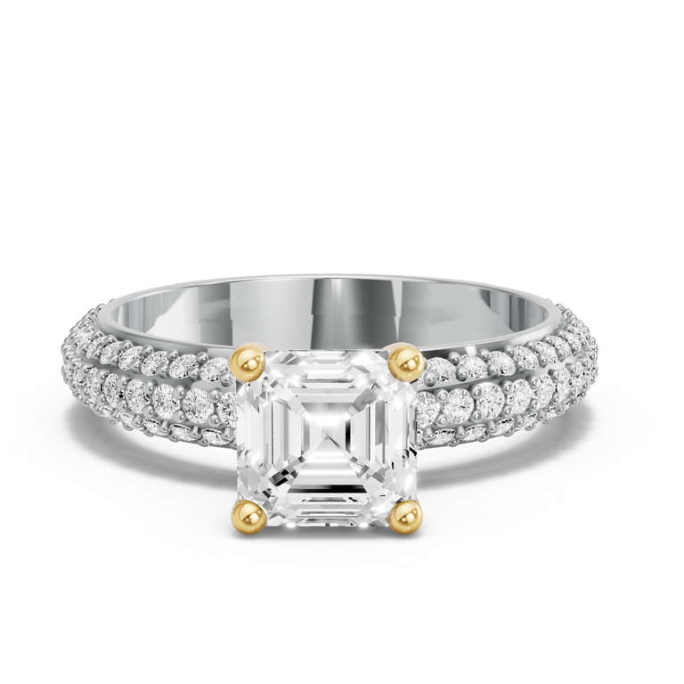 Image for Asscher Surprise diamond Ring with Triple Row Pave band