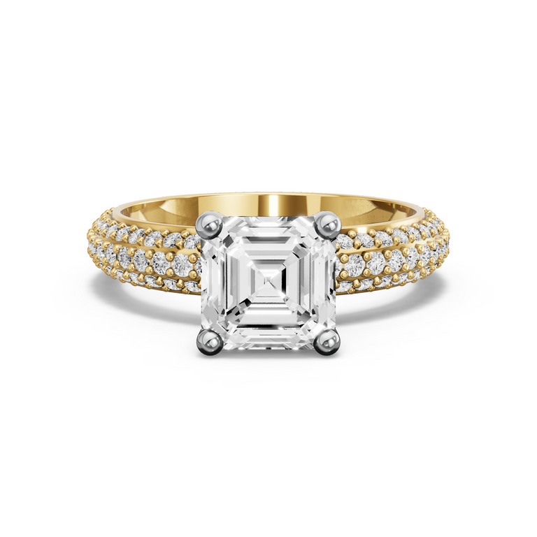 Image for Asscher Surprise diamond Ring with Triple Row Pave band