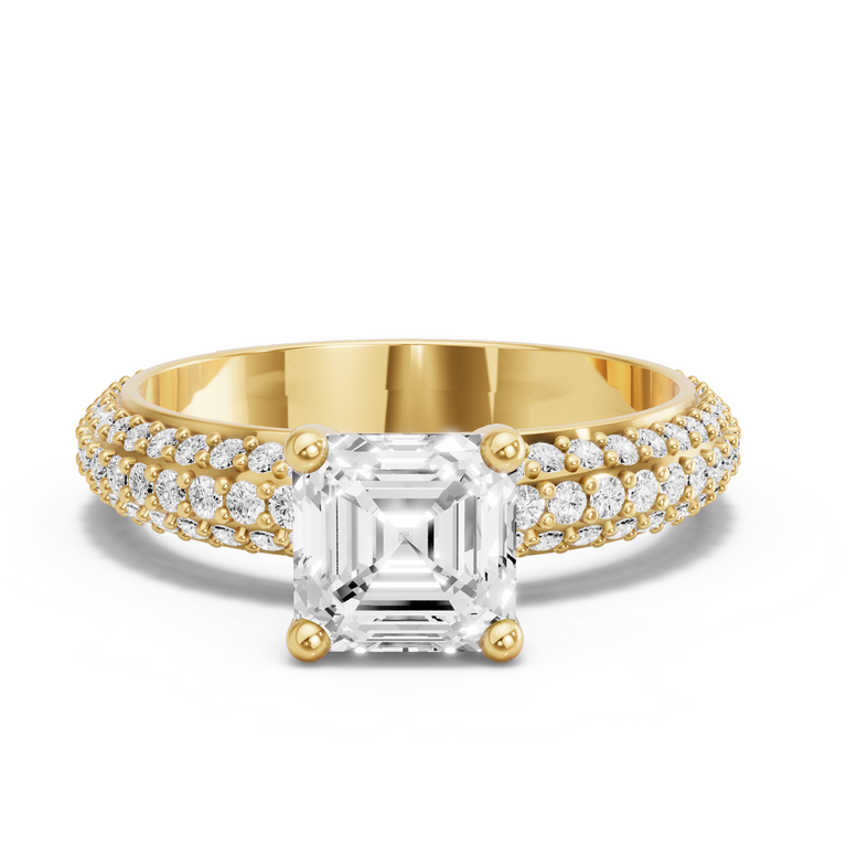 Image for Asscher Surprise diamond Ring with Triple Row Pave band