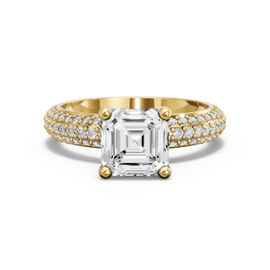Image for Asscher Surprise diamond Ring with Triple Row Pave band in 14K White Gold