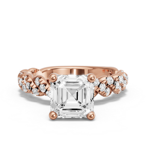 Image for Asscher Surprise diamond Ring with Twist Pave band