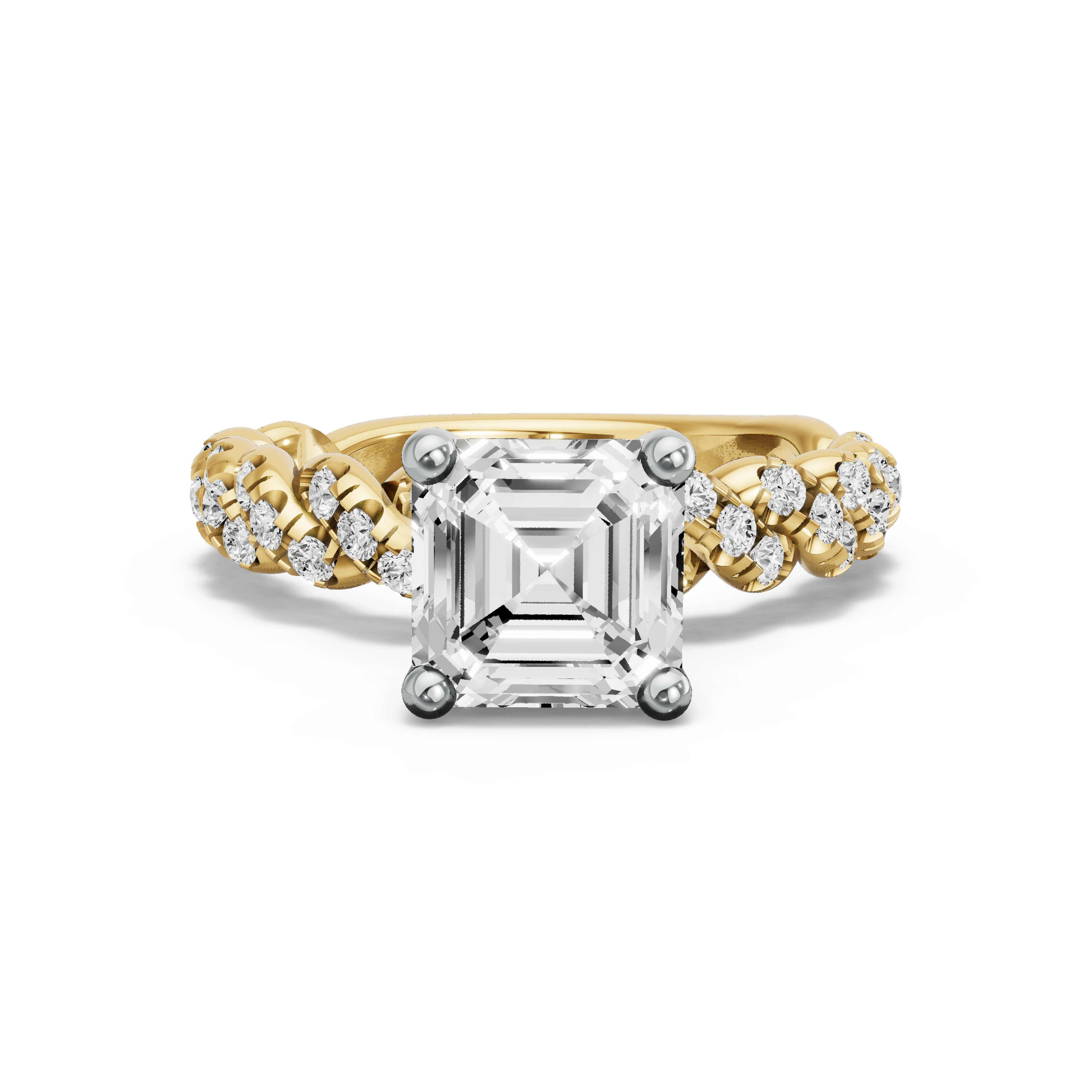 Image for Asscher Surprise diamond Ring with Twist Pave band in 18K Rose Gold