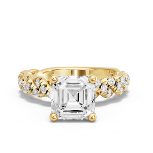 Image for Asscher Surprise diamond Ring with Twist Pave band