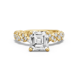 Image for Asscher Surprise diamond Ring with Twist Pave band in 14K White Gold