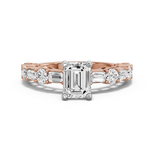 Image for Emerald Surprise diamond Ring with Alternating Baguette band