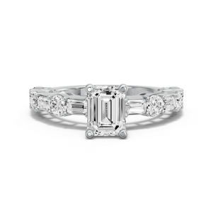 Image for Emerald Surprise diamond Ring with Alternating Baguette band