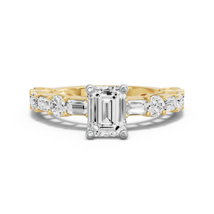 Image for Emerald Surprise diamond Ring with Alternating Baguette band
