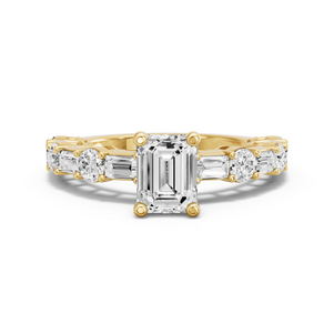 Image for Emerald Surprise diamond Ring with Alternating Baguette band