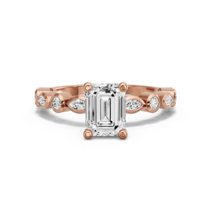 Image for Emerald Surprise diamond Ring with Alternating Marquise band