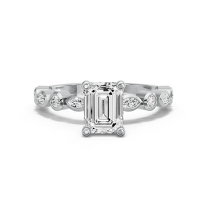 Image for Emerald Surprise diamond Ring with Alternating Marquise band