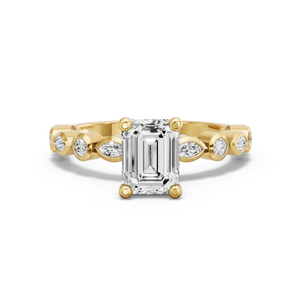 Image for Emerald Surprise diamond Ring with Alternating Marquise band
