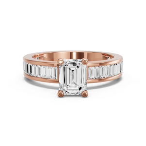 Image for Emerald Surprise diamond Ring with Baguette Channel band