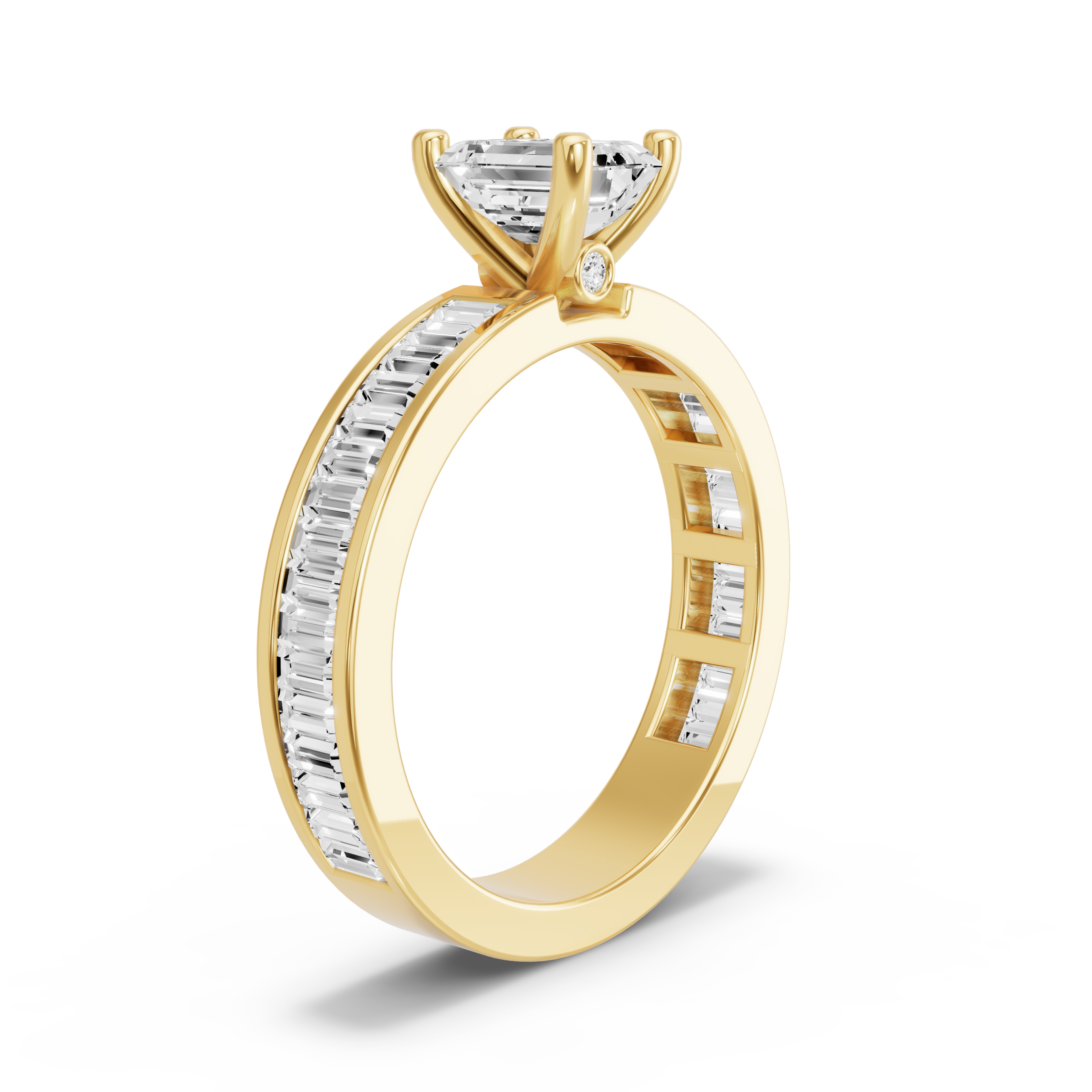 Image for Emerald Surprise diamond Ring with Baguette Channel band in 14K Yellow Gold
