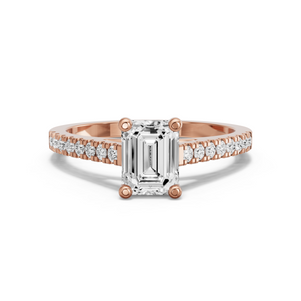 Image for Emerald Surprise diamond Ring with Cathedral Pave band
