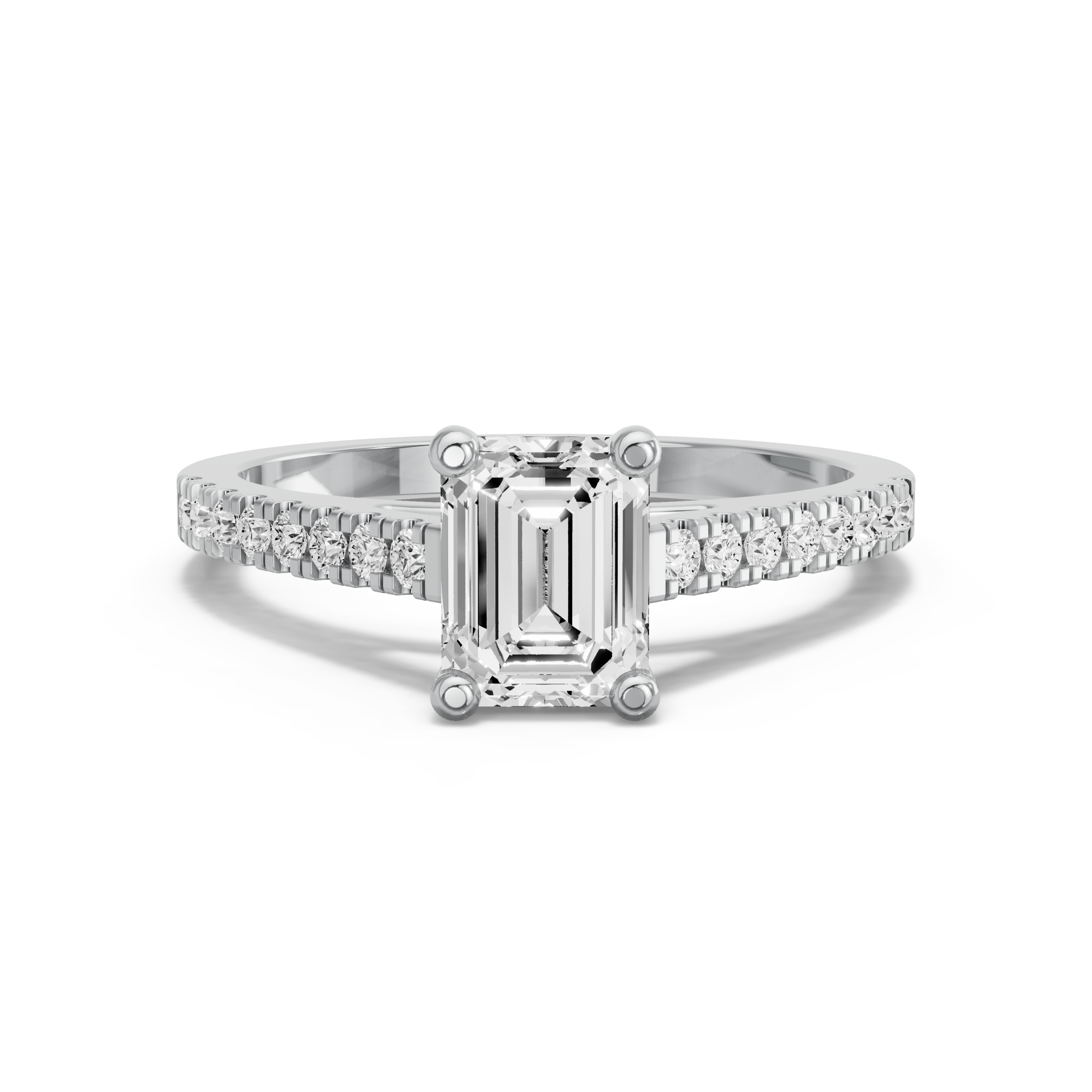 Image for Emerald Surprise diamond Ring with Cathedral Pave band in 10K White Gold