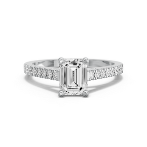 Image for Emerald Surprise diamond Ring with Cathedral Pave band