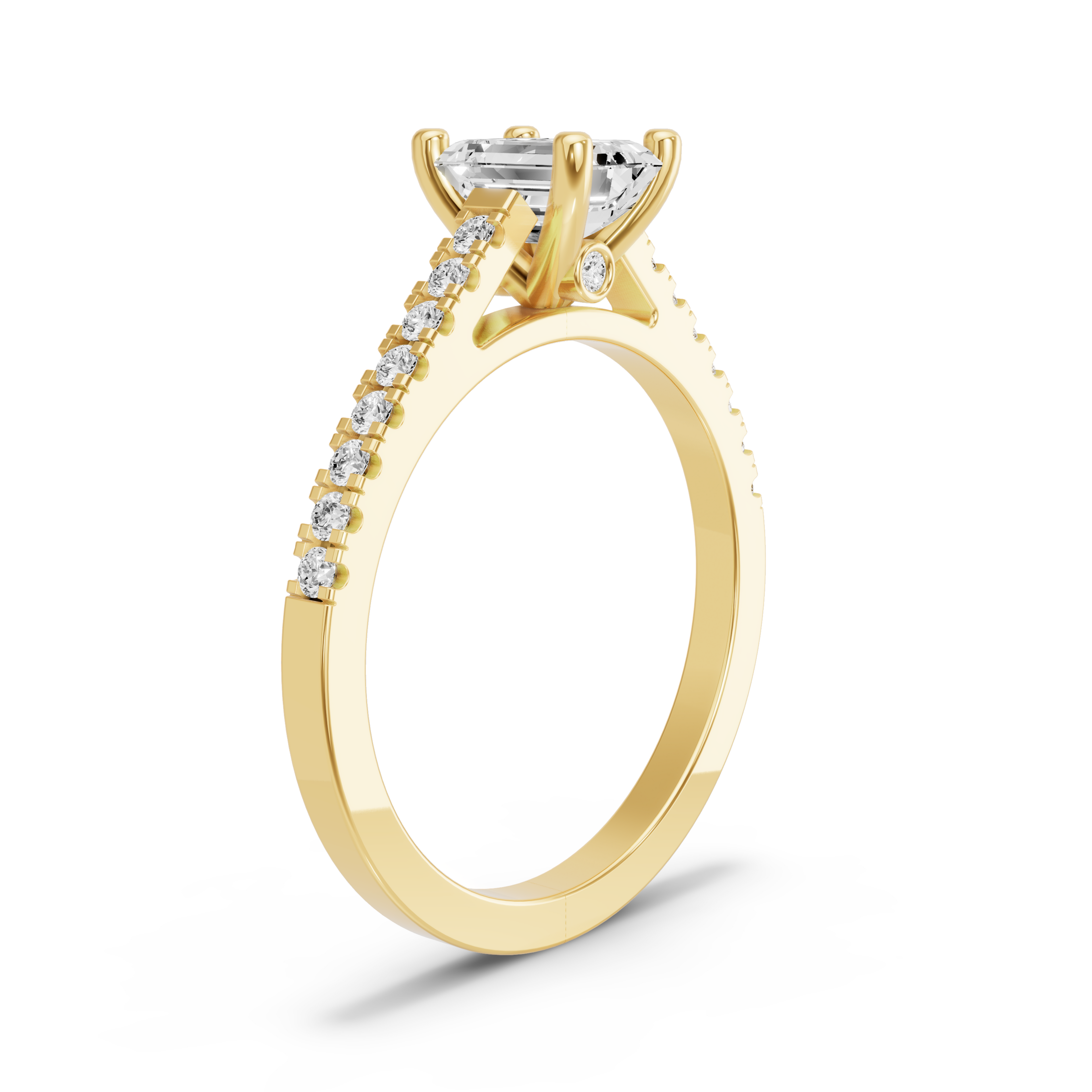 Image for Emerald Surprise diamond Ring with Cathedral Pave band in 10K Yellow Gold