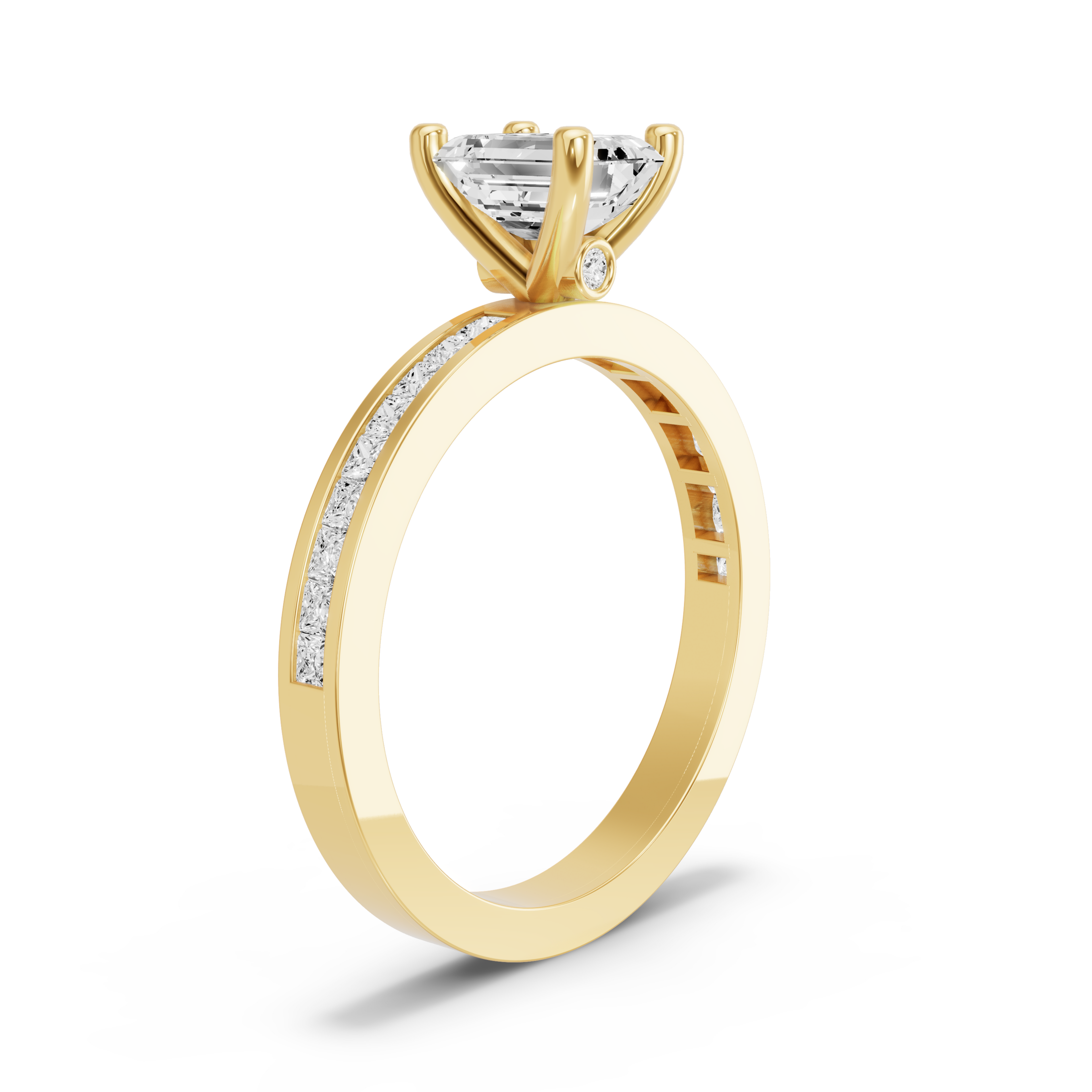Image for Emerald Surprise diamond Ring with Channel band in 10K Yellow Gold
