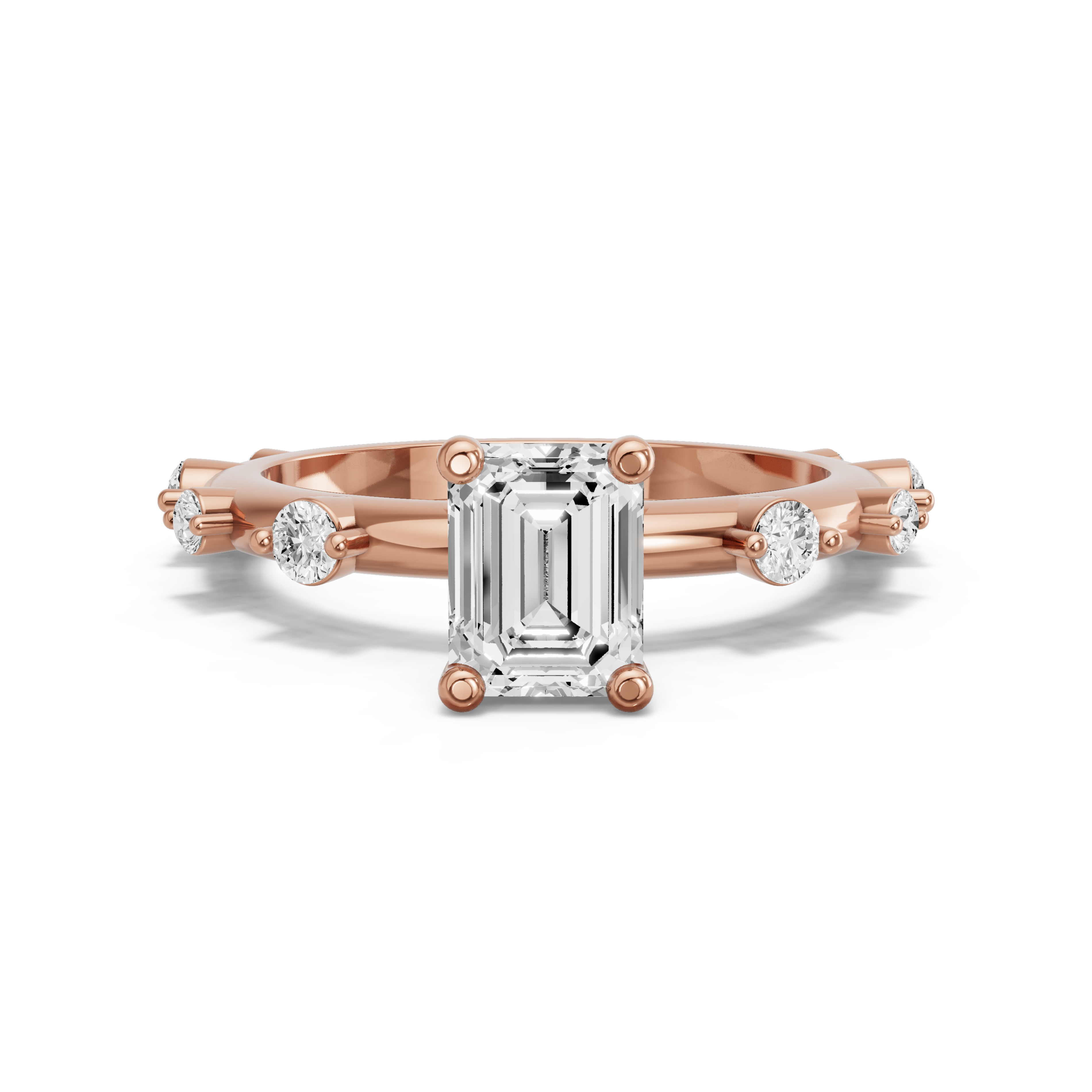 Image for Emerald Surprise diamond Ring with Floating Station band in 18K Rose Gold