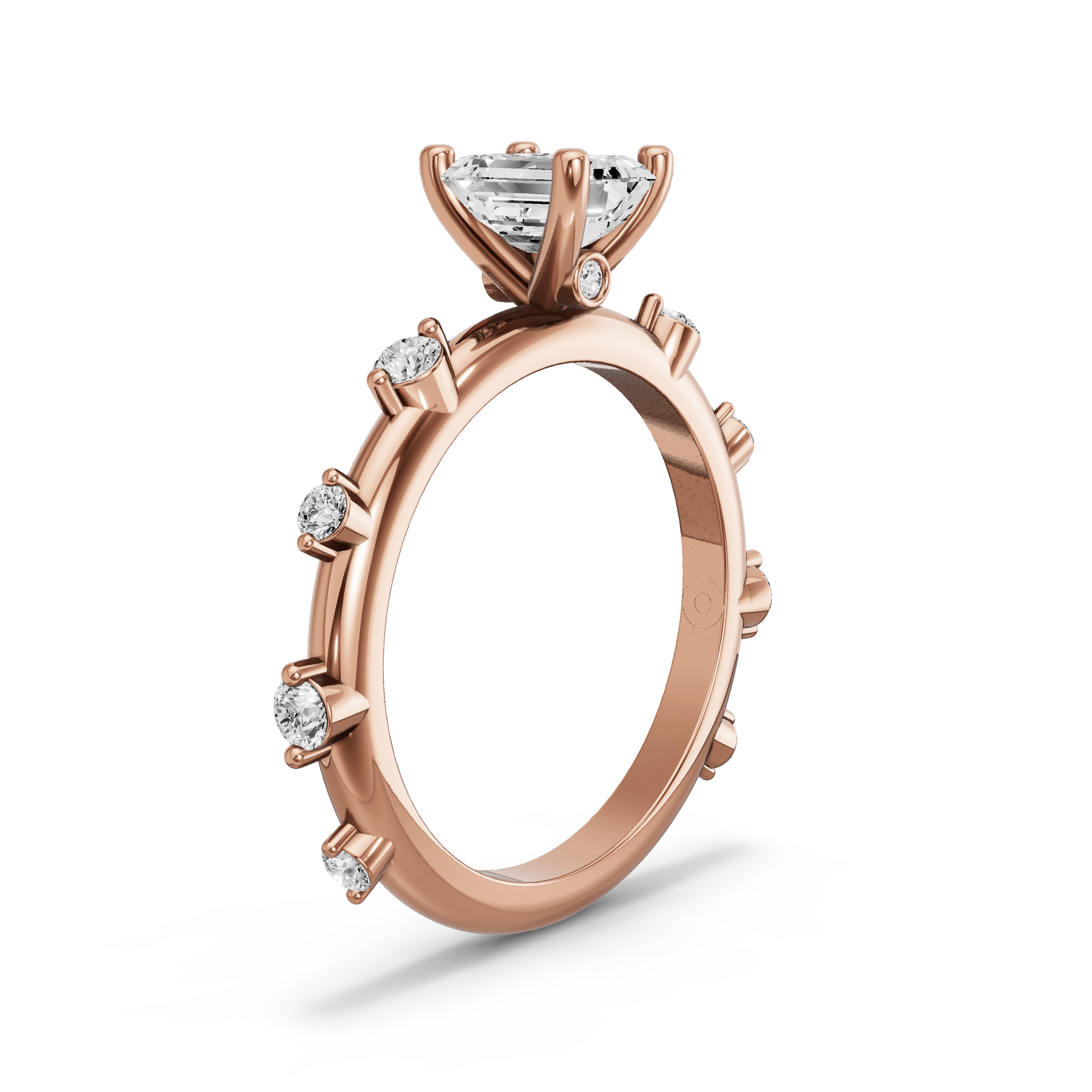 Image for Emerald Surprise diamond Ring with Floating Station band in 10K Rose Gold