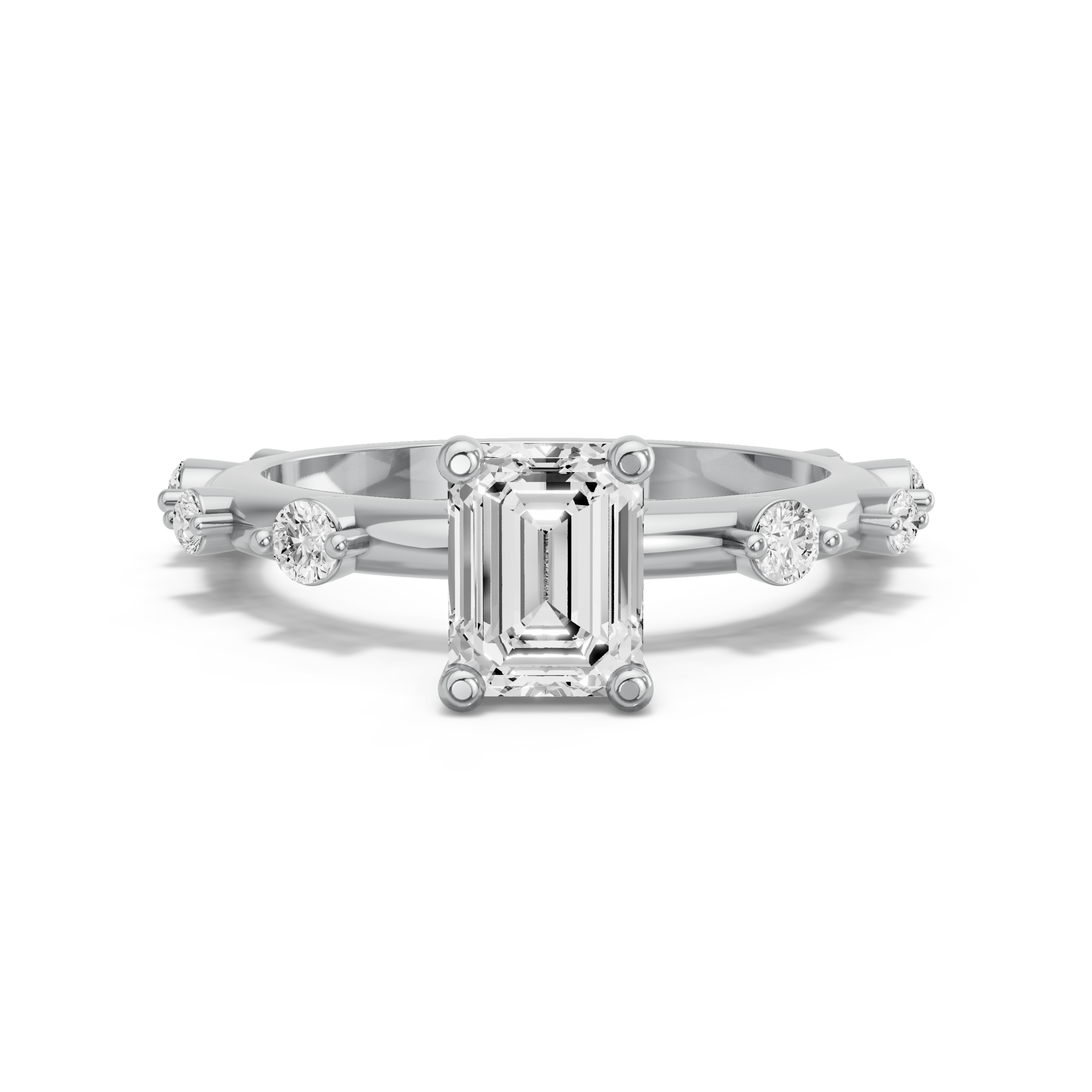 Image for Emerald Surprise diamond Ring with Floating Station band in 14K White Gold
