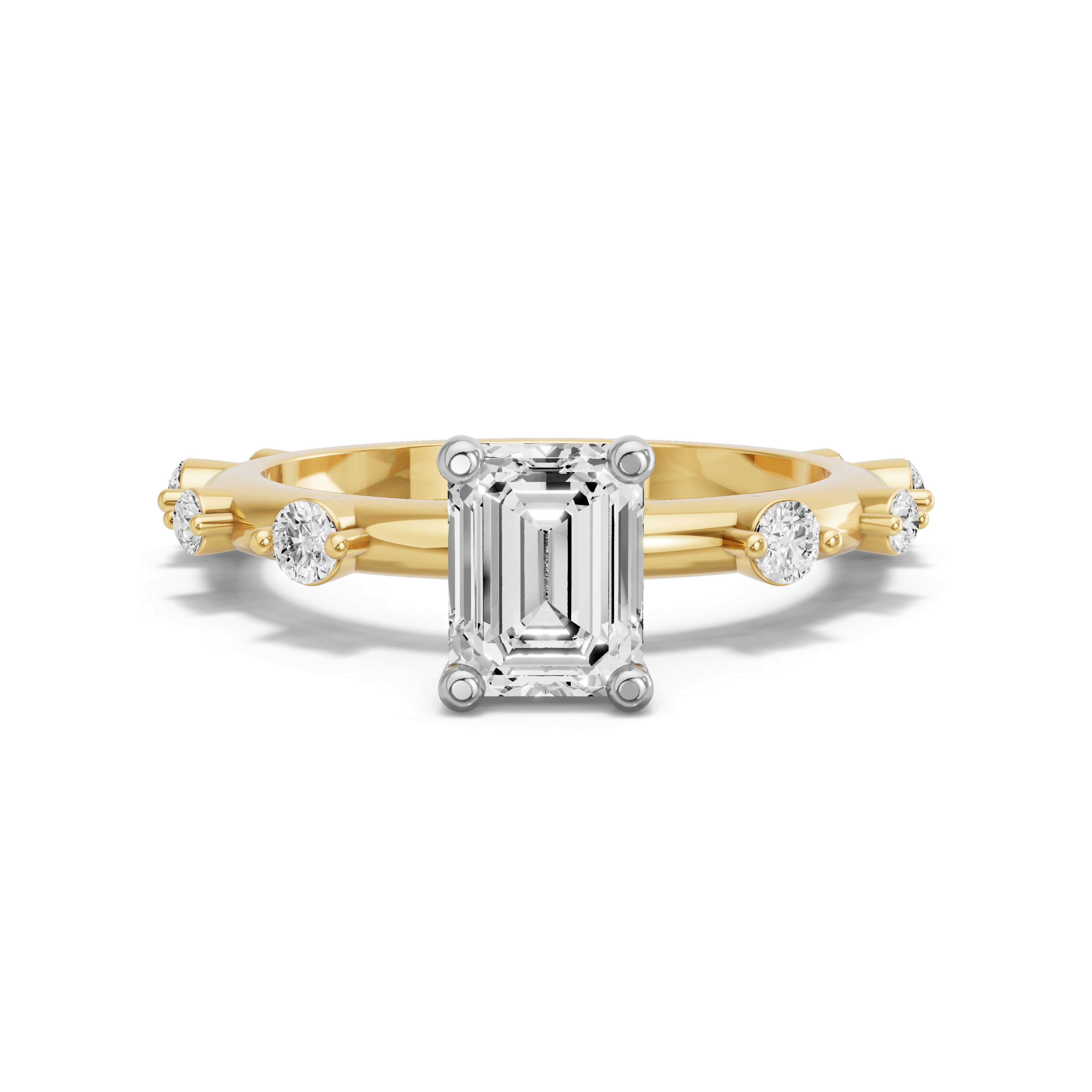 Image for Emerald Surprise diamond Ring with Floating Station band in 10K Two Tone Yellow Gold
