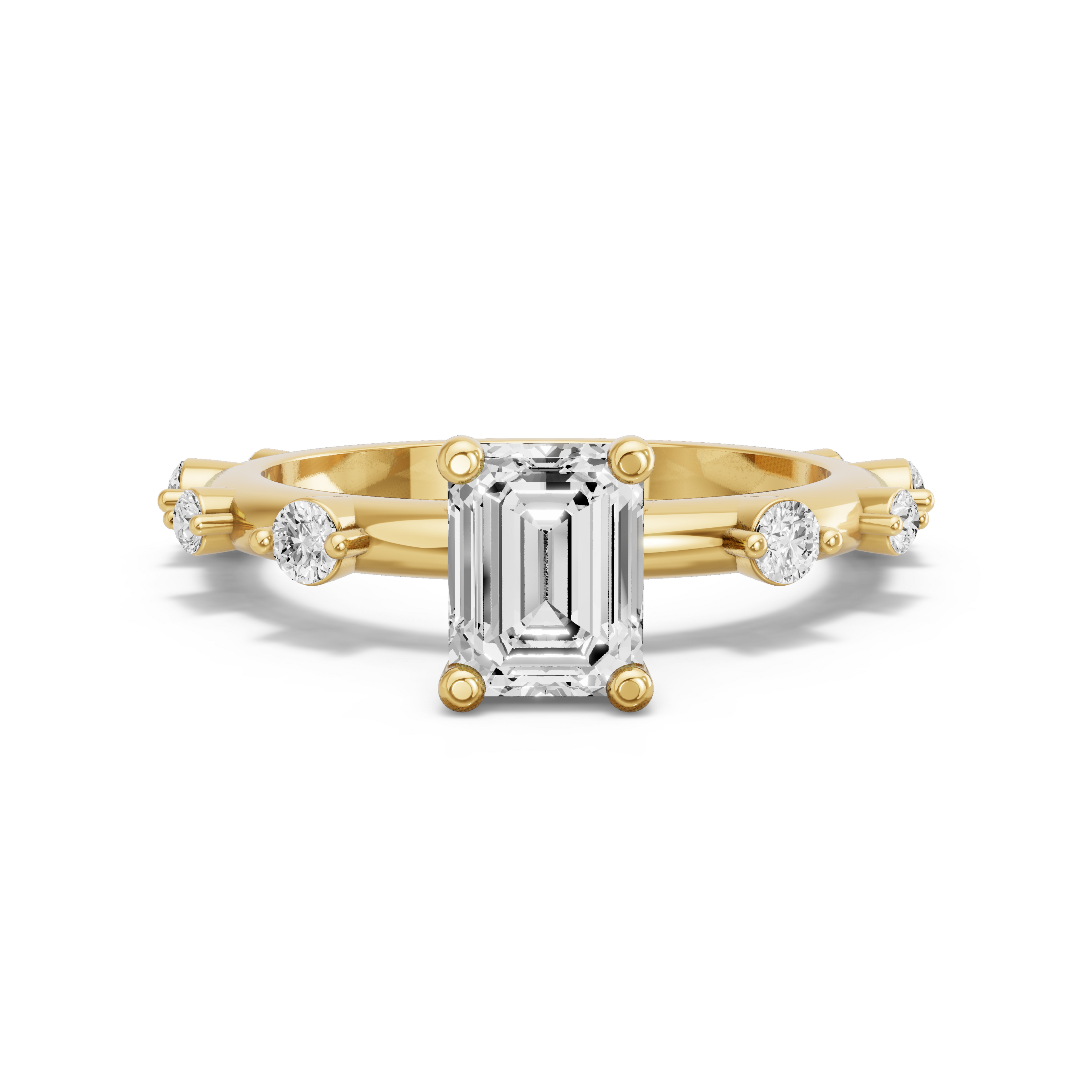 Image for Emerald Surprise diamond Ring with Floating Station band in 18K Yellow Gold