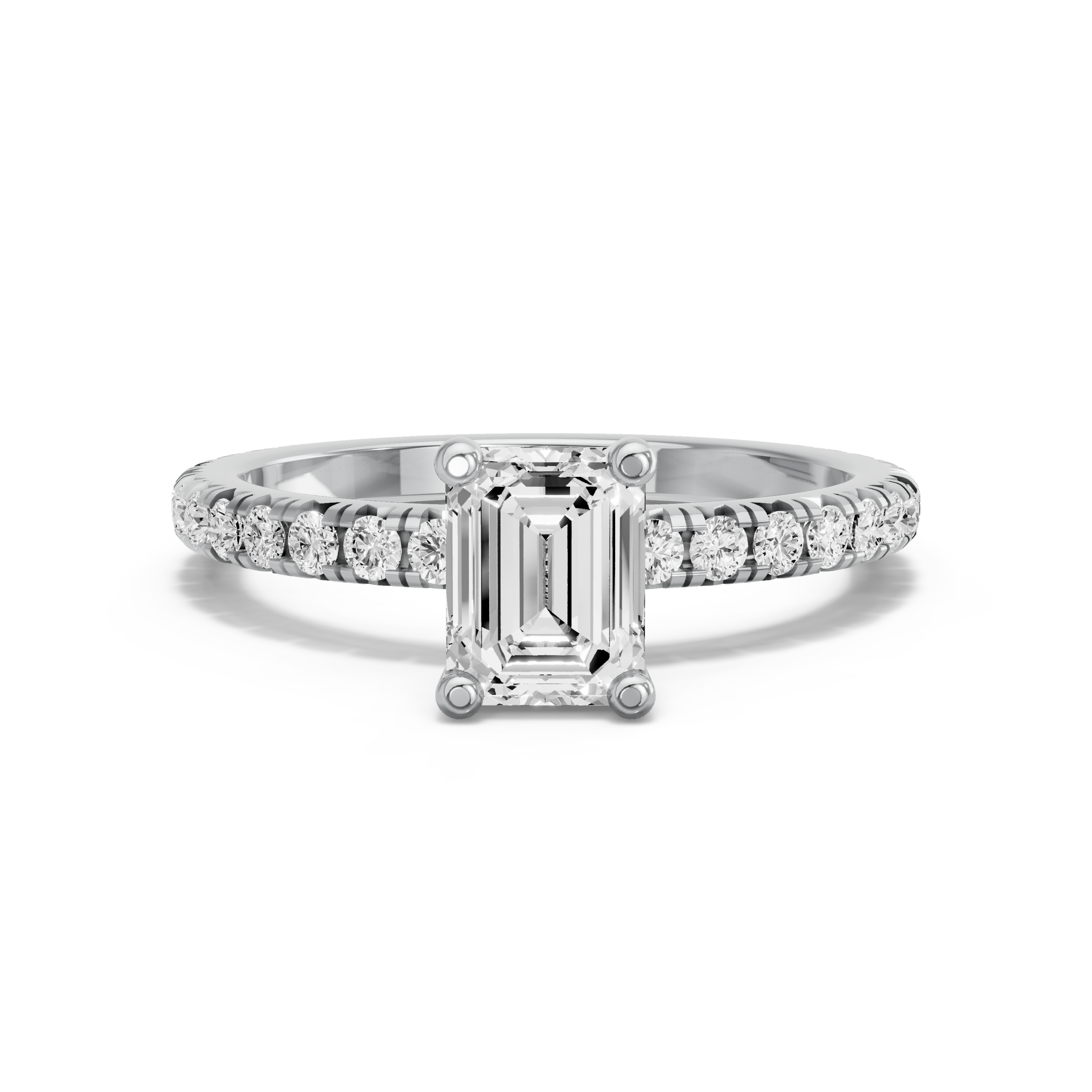 Image for Emerald Surprise diamond Ring with French Pave band in 950 Platinum