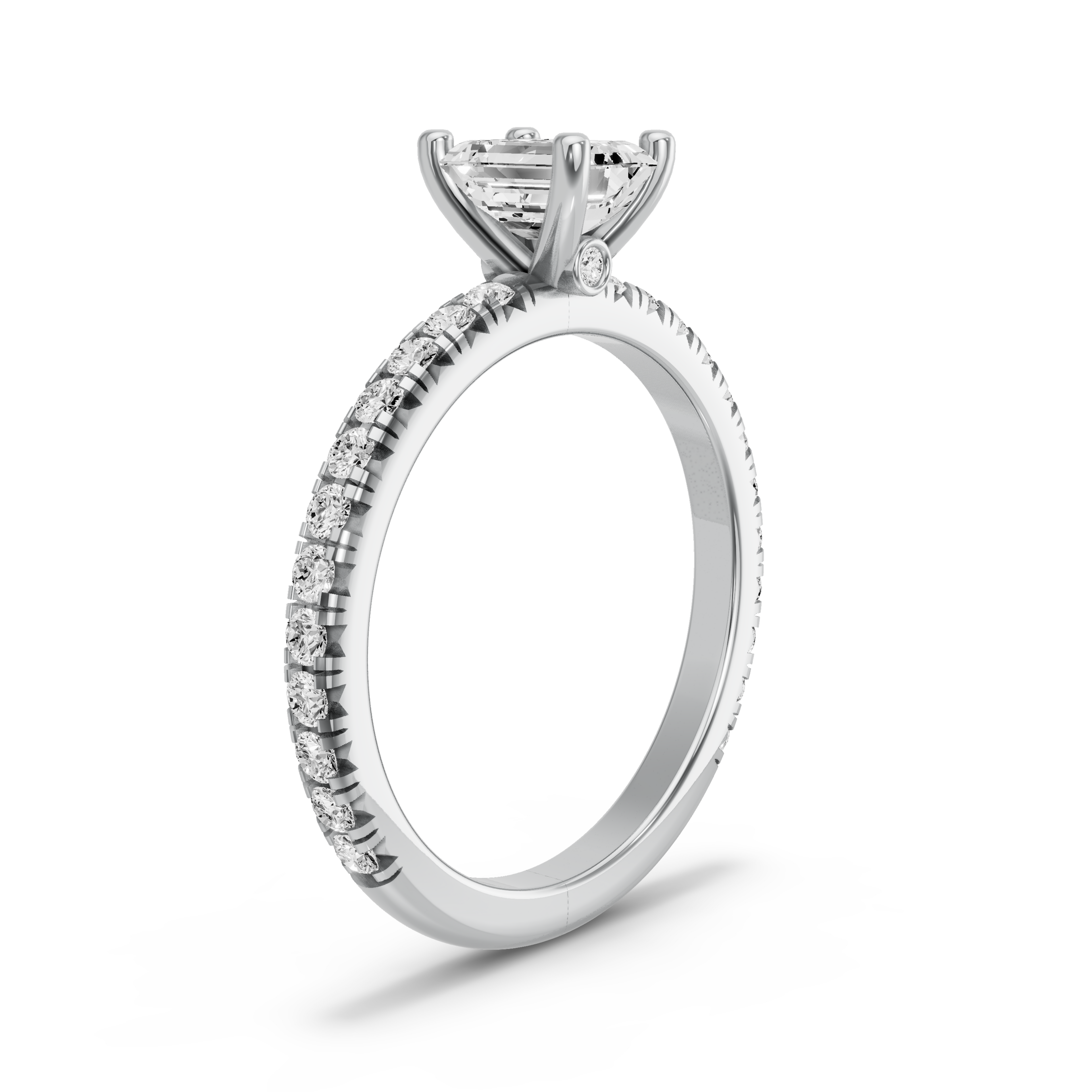 Image for Emerald Surprise diamond Ring with French Pave band in 14K White Gold