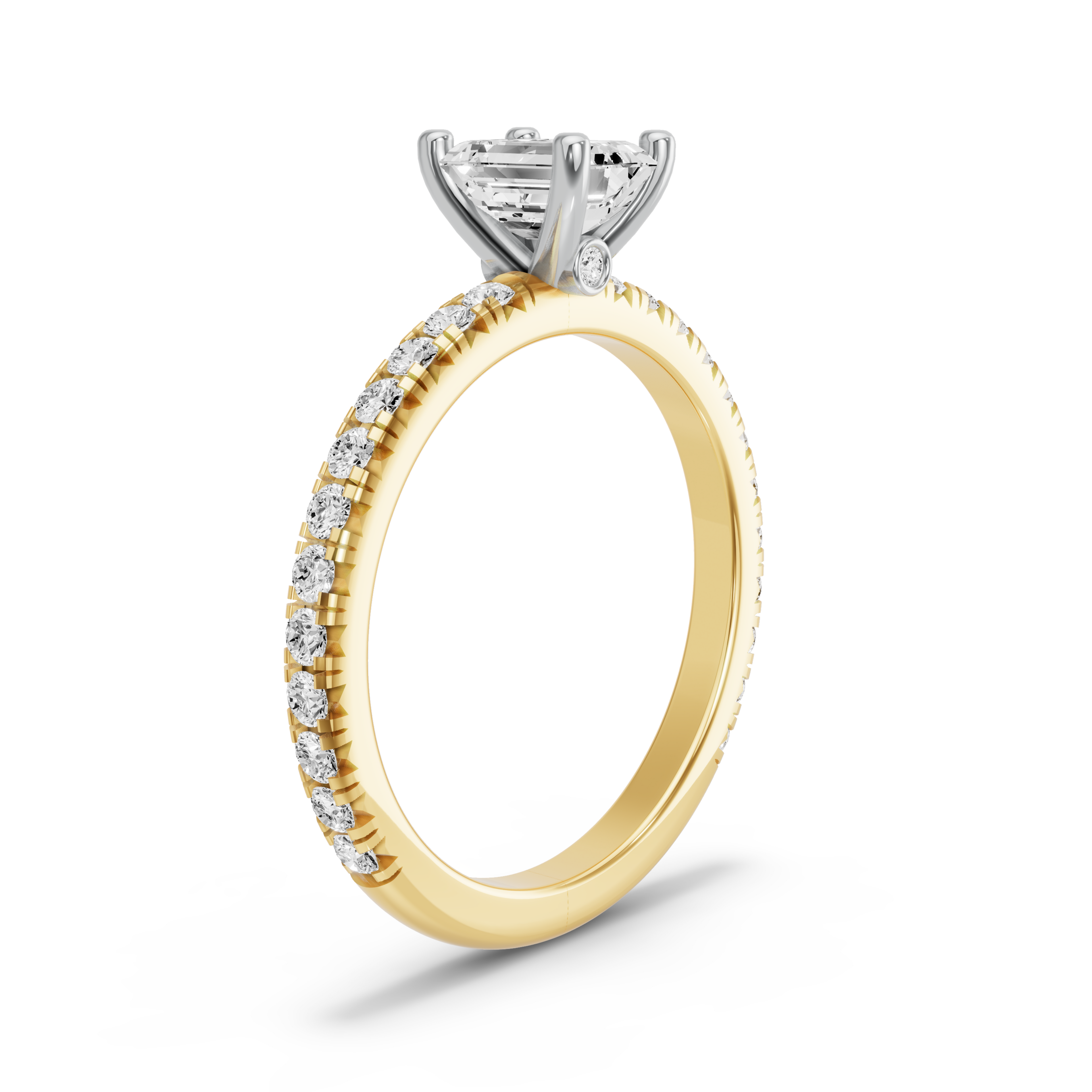 Image for Emerald Surprise diamond Ring with French Pave band in 14K Two Tone Yellow Gold
