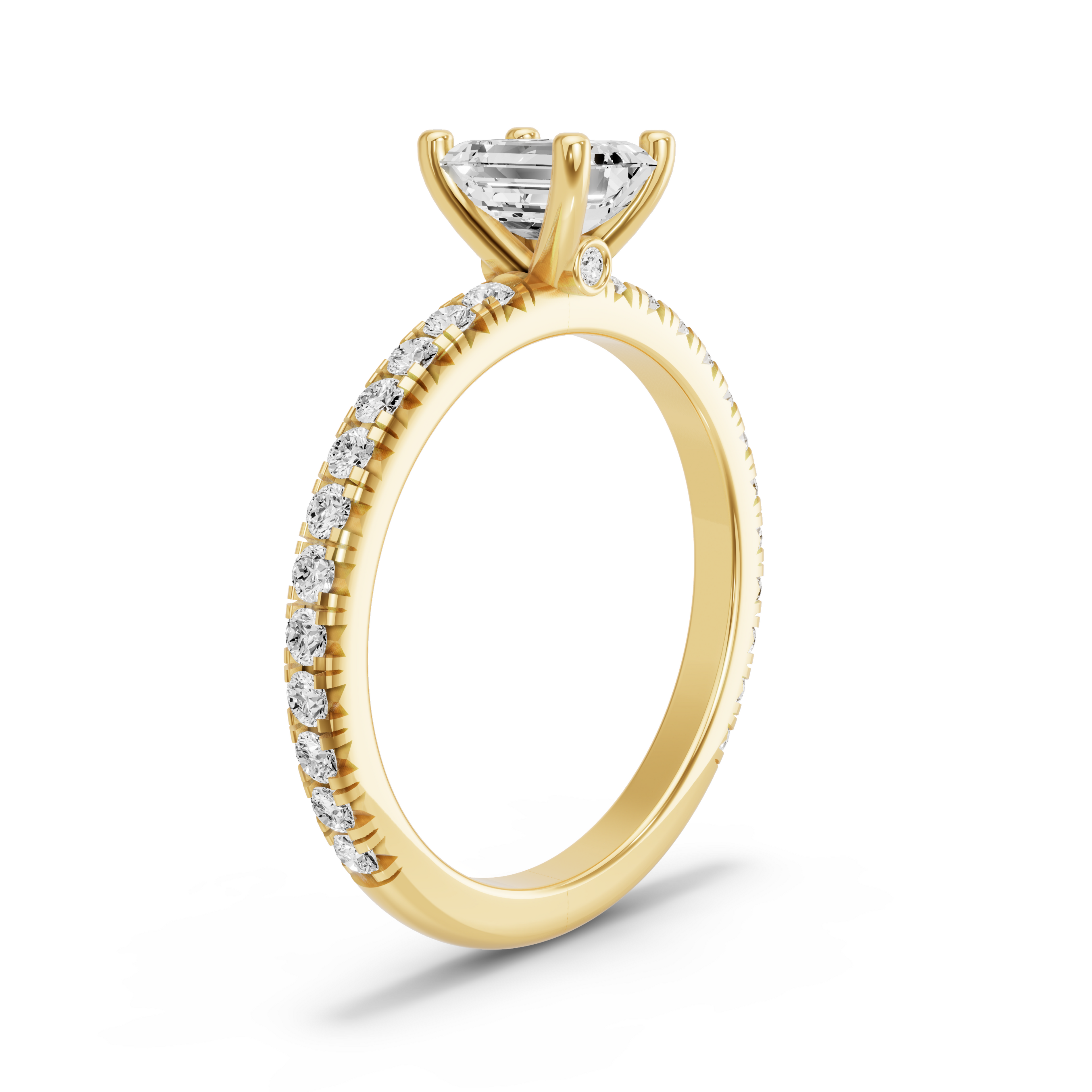 Image for Emerald Surprise diamond Ring with French Pave band in 10K Yellow Gold