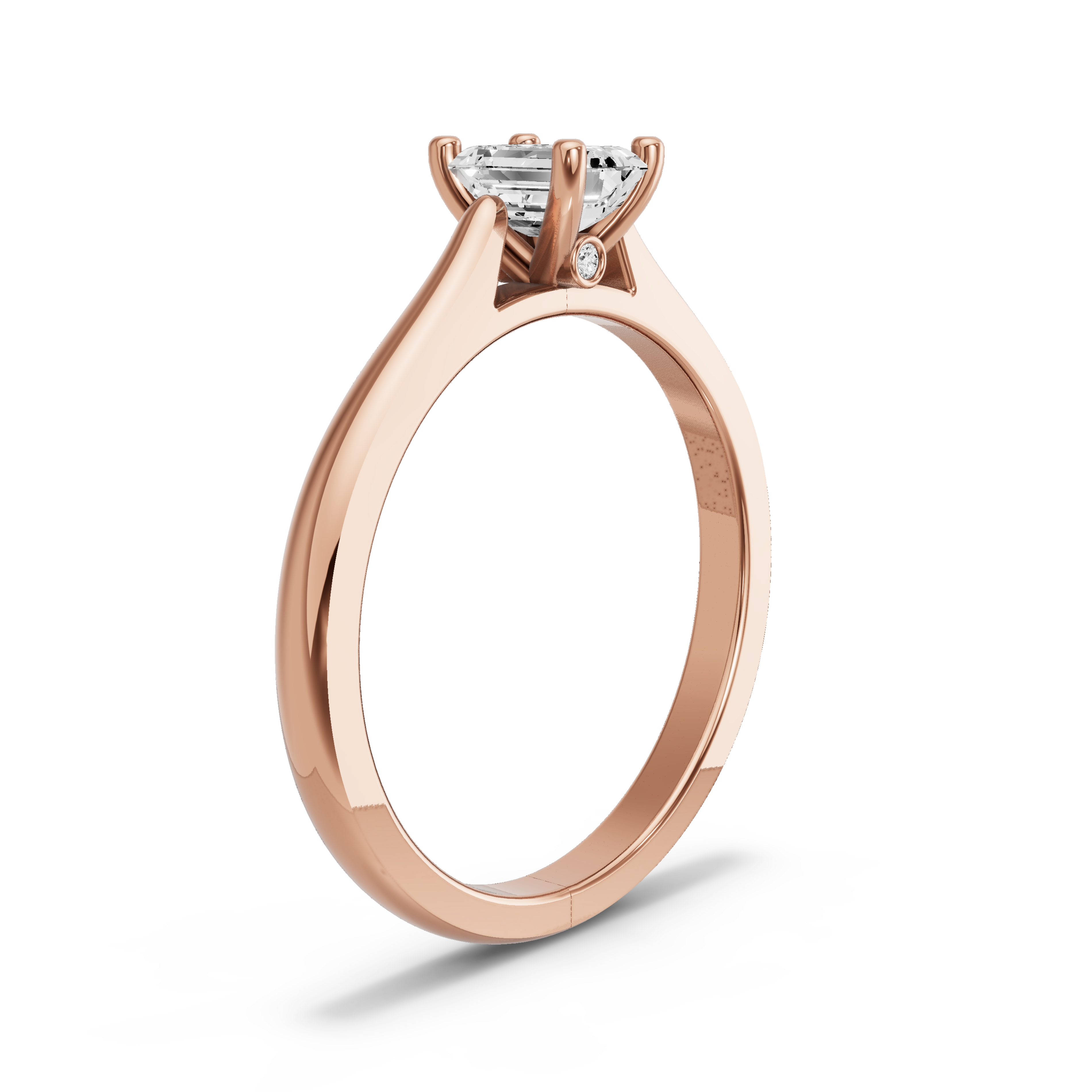 Image for Emerald Surprise diamond Ring with Knife Edge Cathedral band in 18K Rose Gold