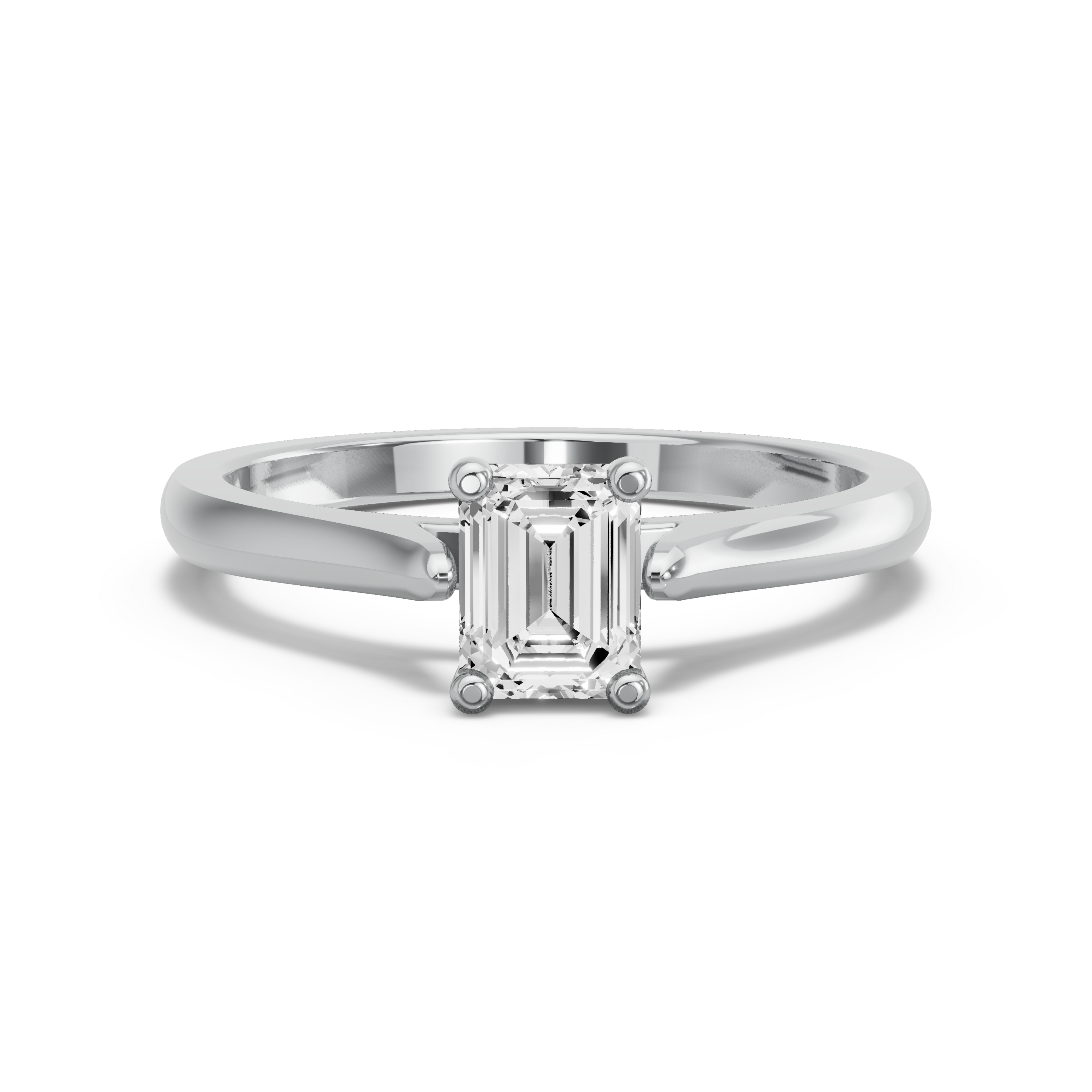 Image for Emerald Surprise diamond Ring with Knife Edge Cathedral band in 14K White Gold