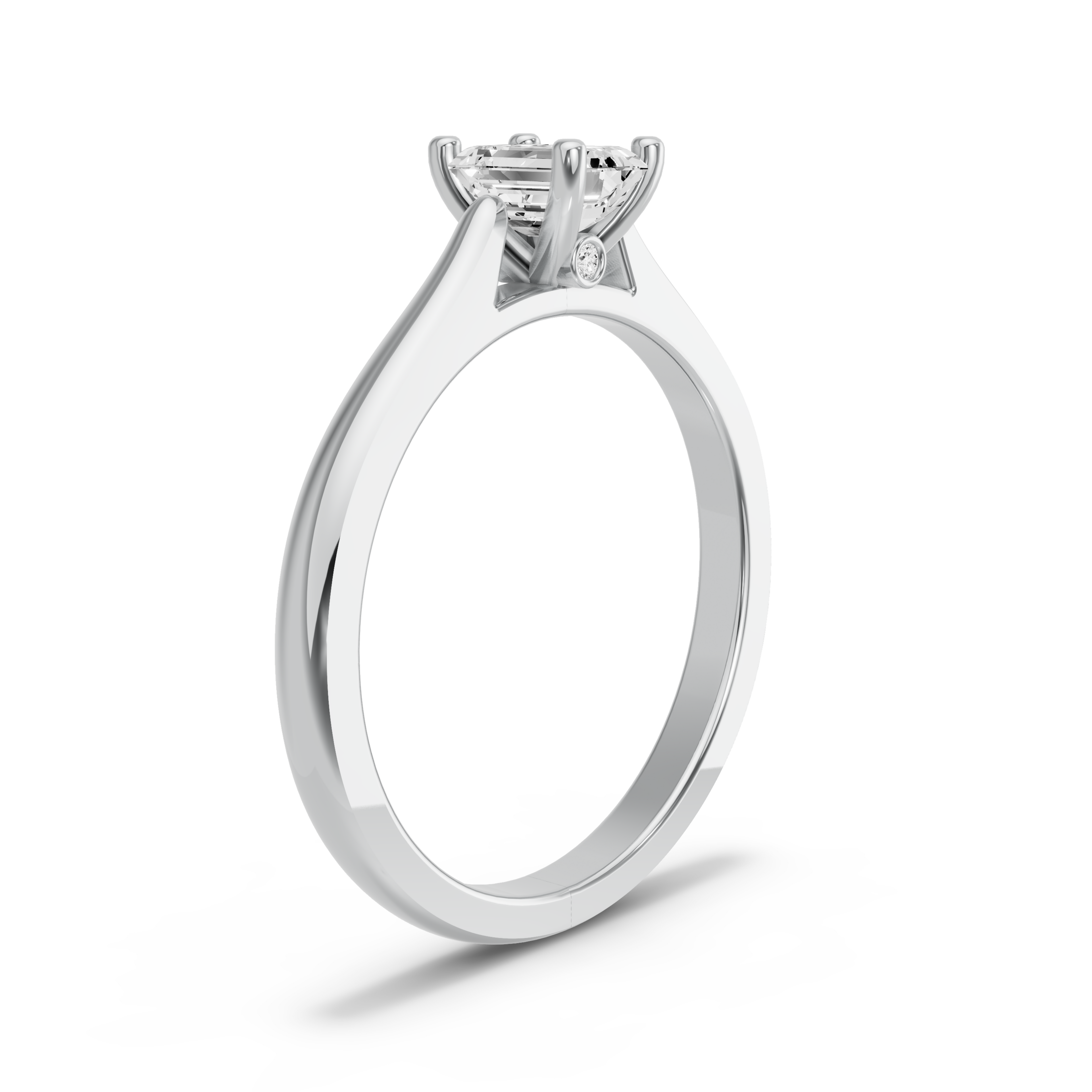 Image for Emerald Surprise diamond Ring with Knife Edge Cathedral band in 10K White Gold