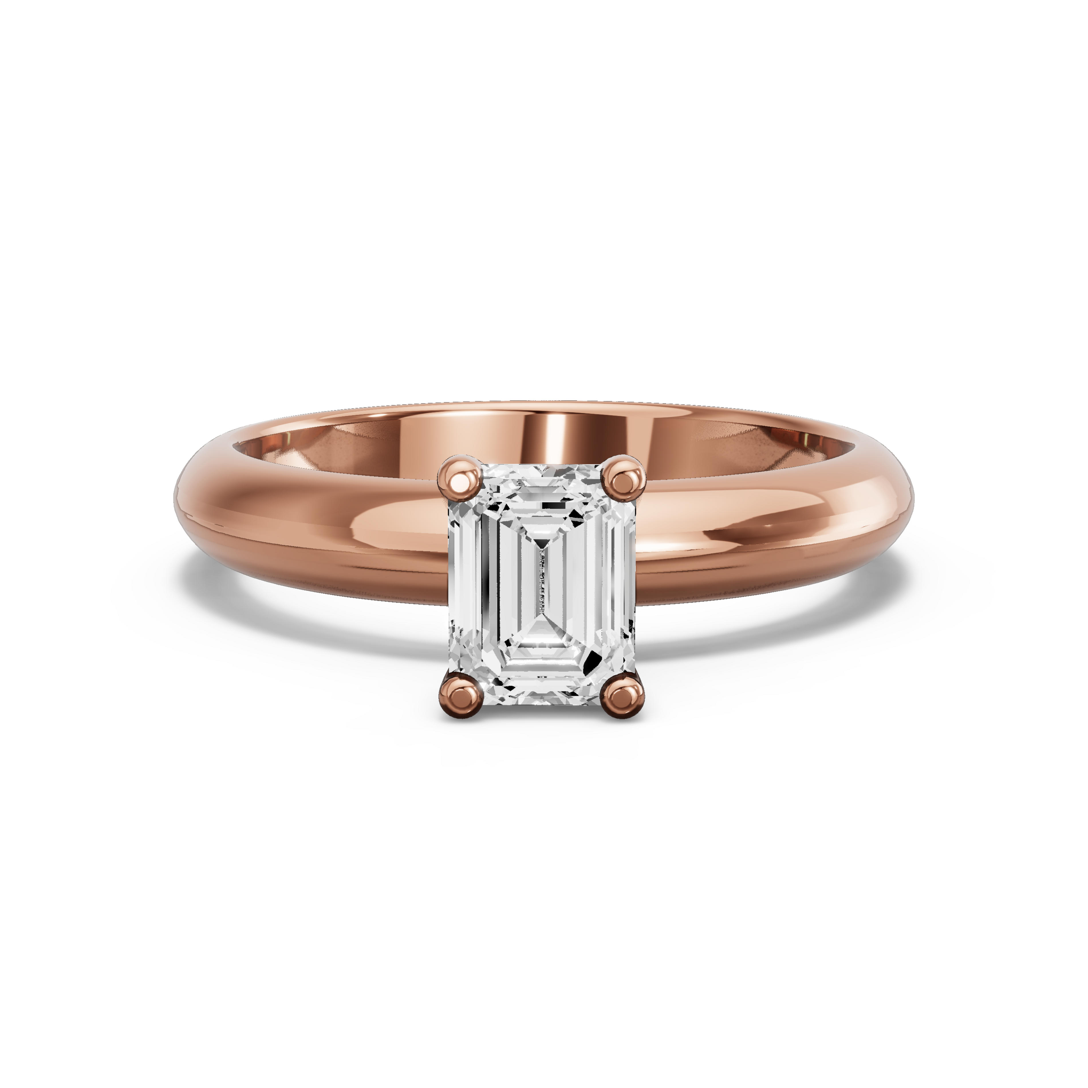 Image for Emerald Surprise diamond Ring with Knife Edge Solitaire band in 10K Rose Gold