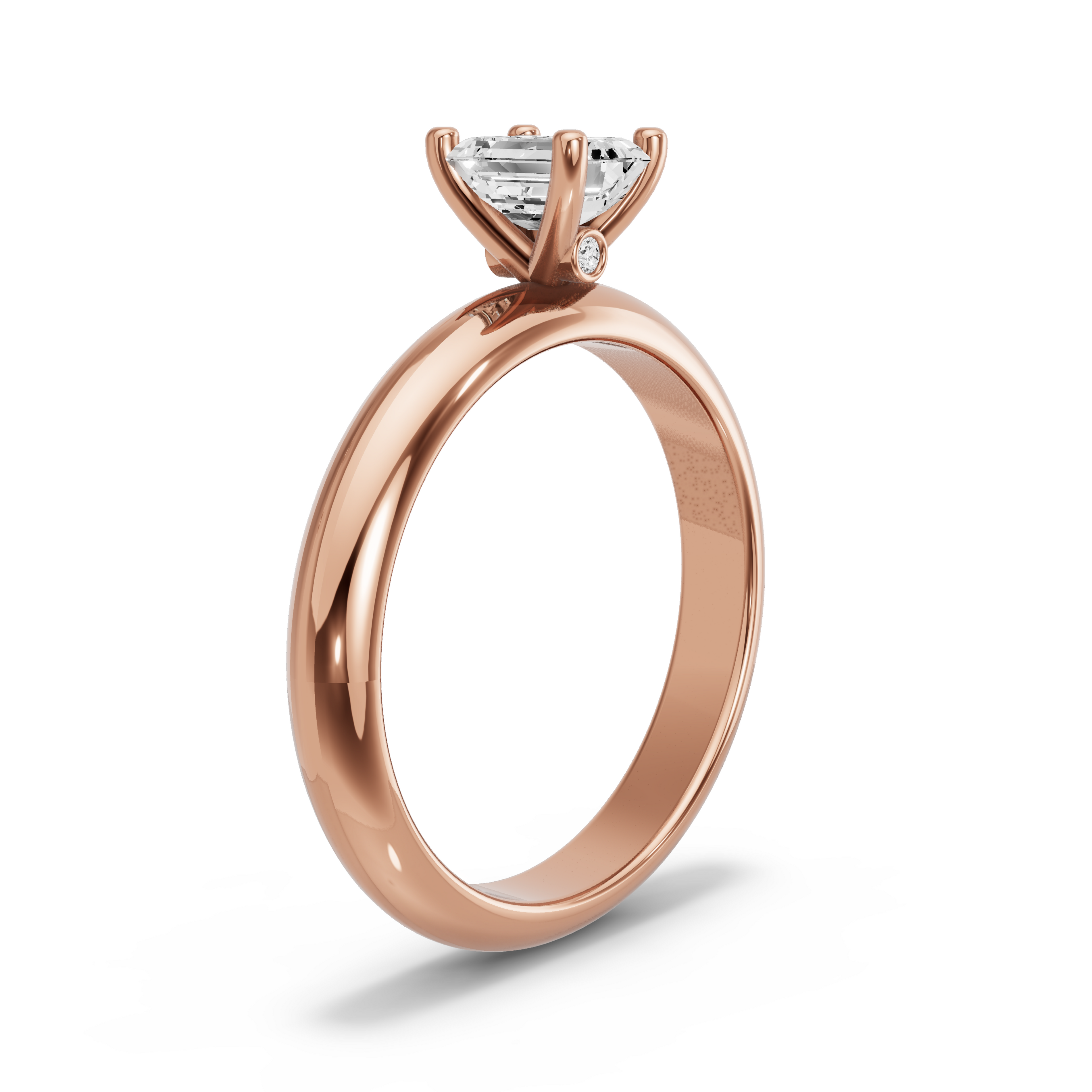 Image for Emerald Surprise diamond Ring with Knife Edge Solitaire band in 14K Rose Gold