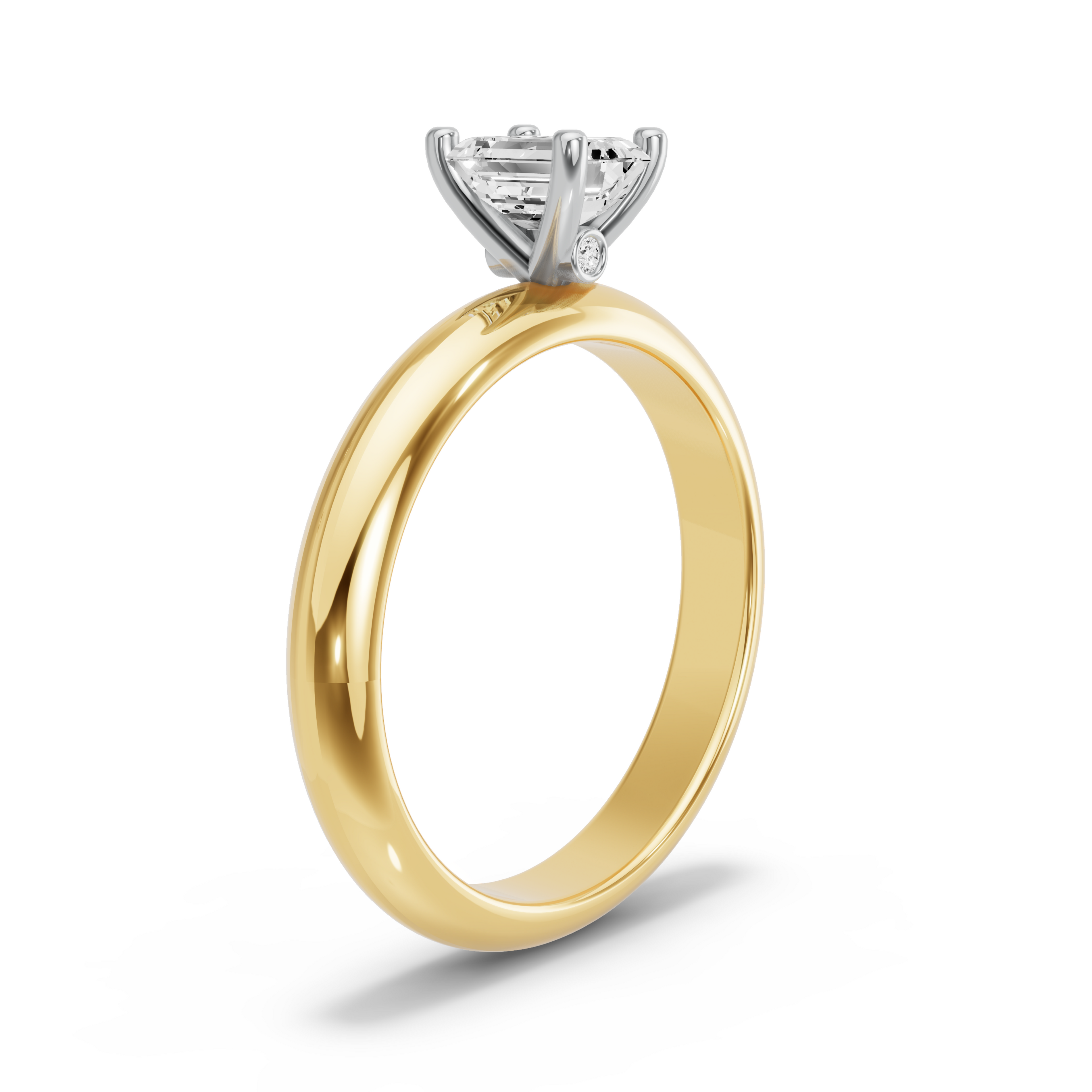 Image for Emerald Surprise diamond Ring with Knife Edge Solitaire band in 10K Two Tone Yellow Gold