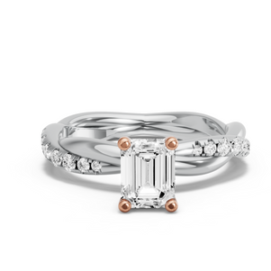 Image for Emerald Surprise diamond Ring with Rope Pave band