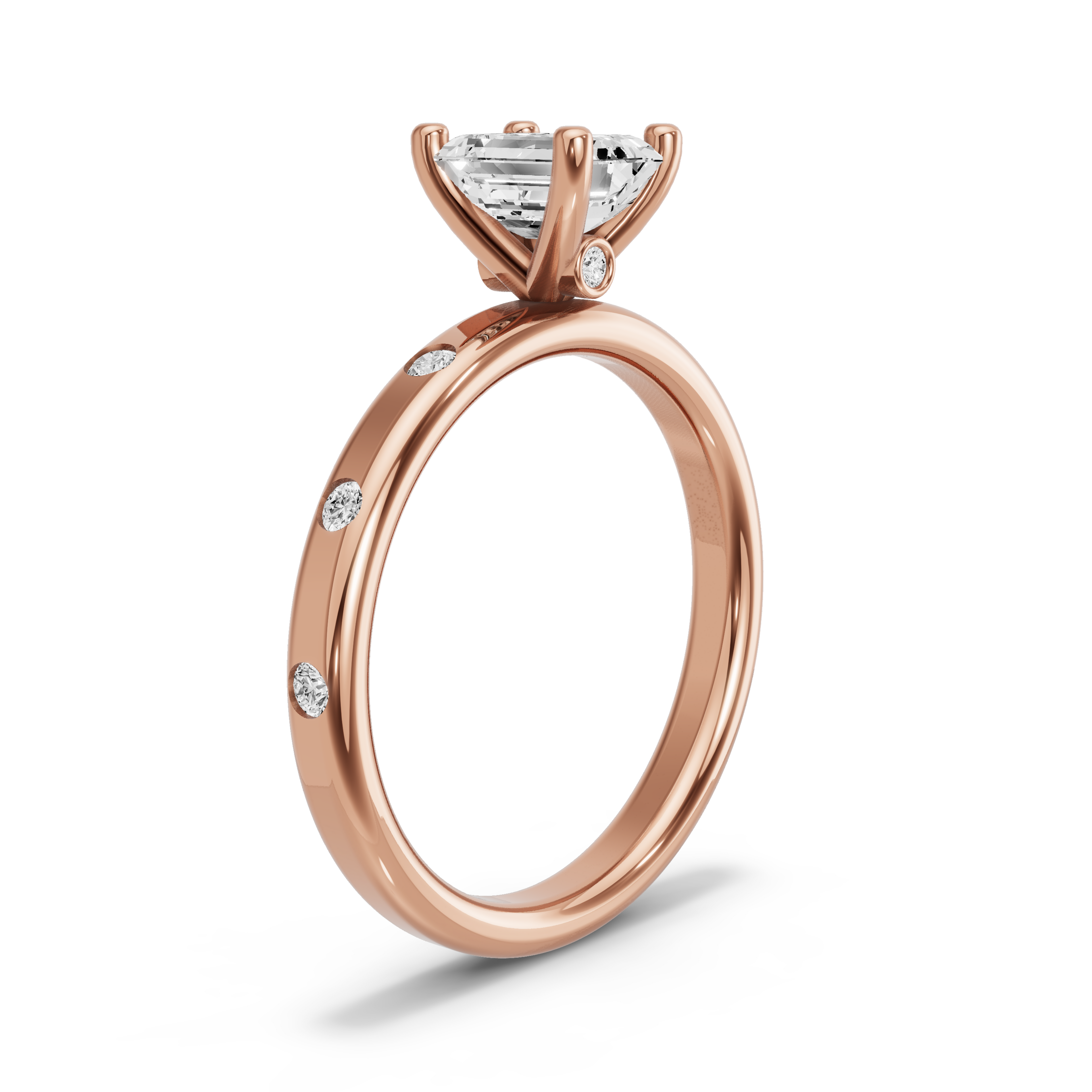 Image for Emerald Surprise diamond Ring with Sleek Accent band in 18K Rose Gold
