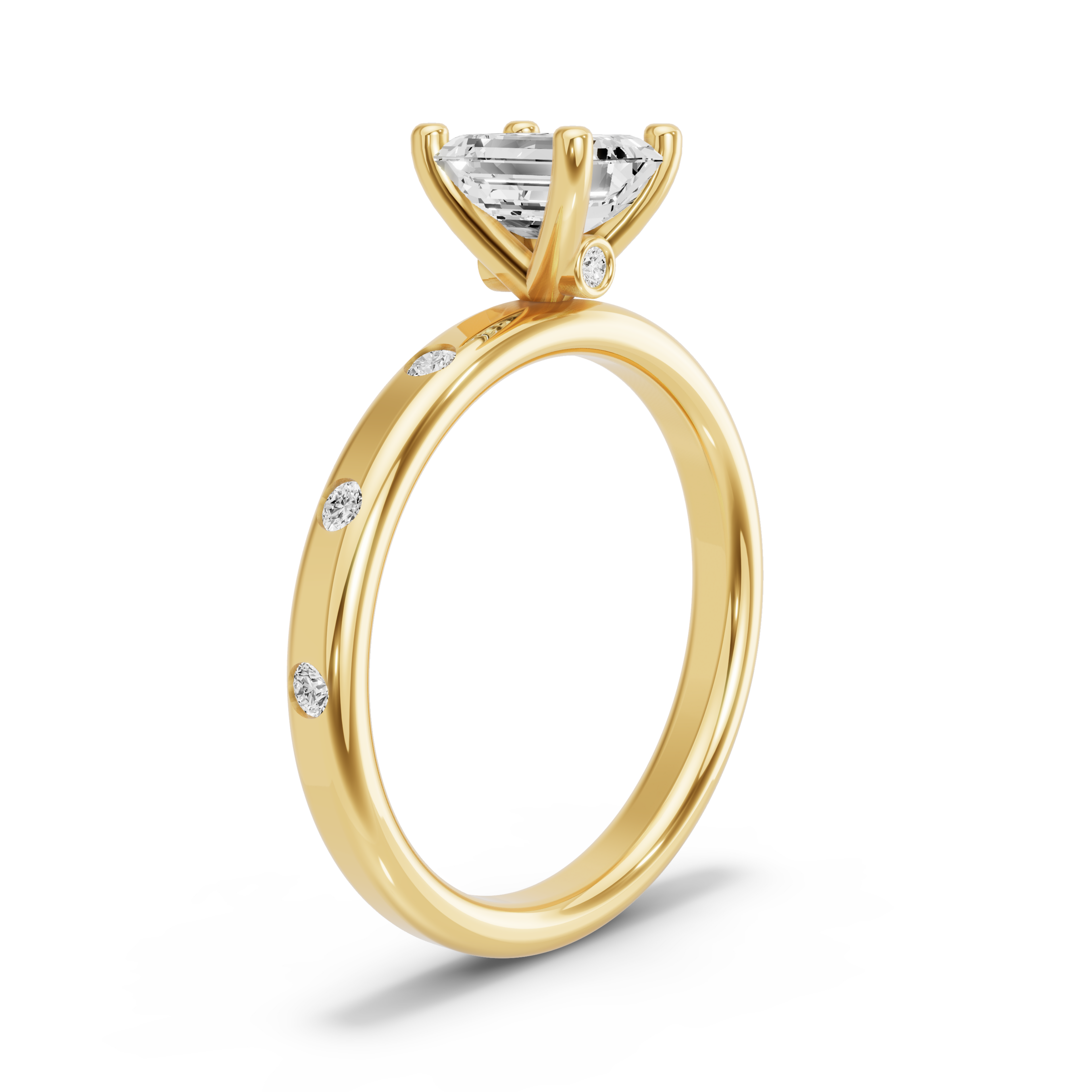 Image for Emerald Surprise diamond Ring with Sleek Accent band in 18K Yellow Gold