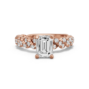 Image for Emerald Surprise diamond Ring with Twist Pave band