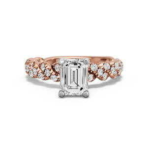 Image for Emerald Surprise diamond Ring with Twist Pave band