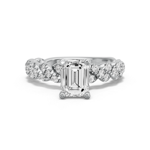 Image for Emerald Surprise diamond Ring with Twist Pave band