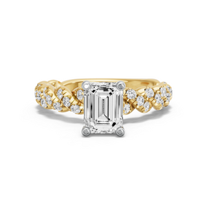 Image for Emerald Surprise diamond Ring with Twist Pave band